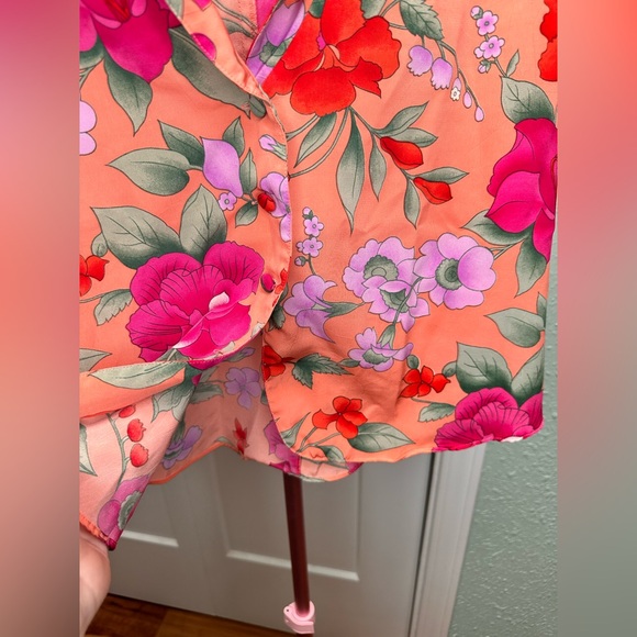 VTG 80s Victoria's Secret Floral Colorful Gold Label Sleeveless Top Womens Med - Picture 2 of 7